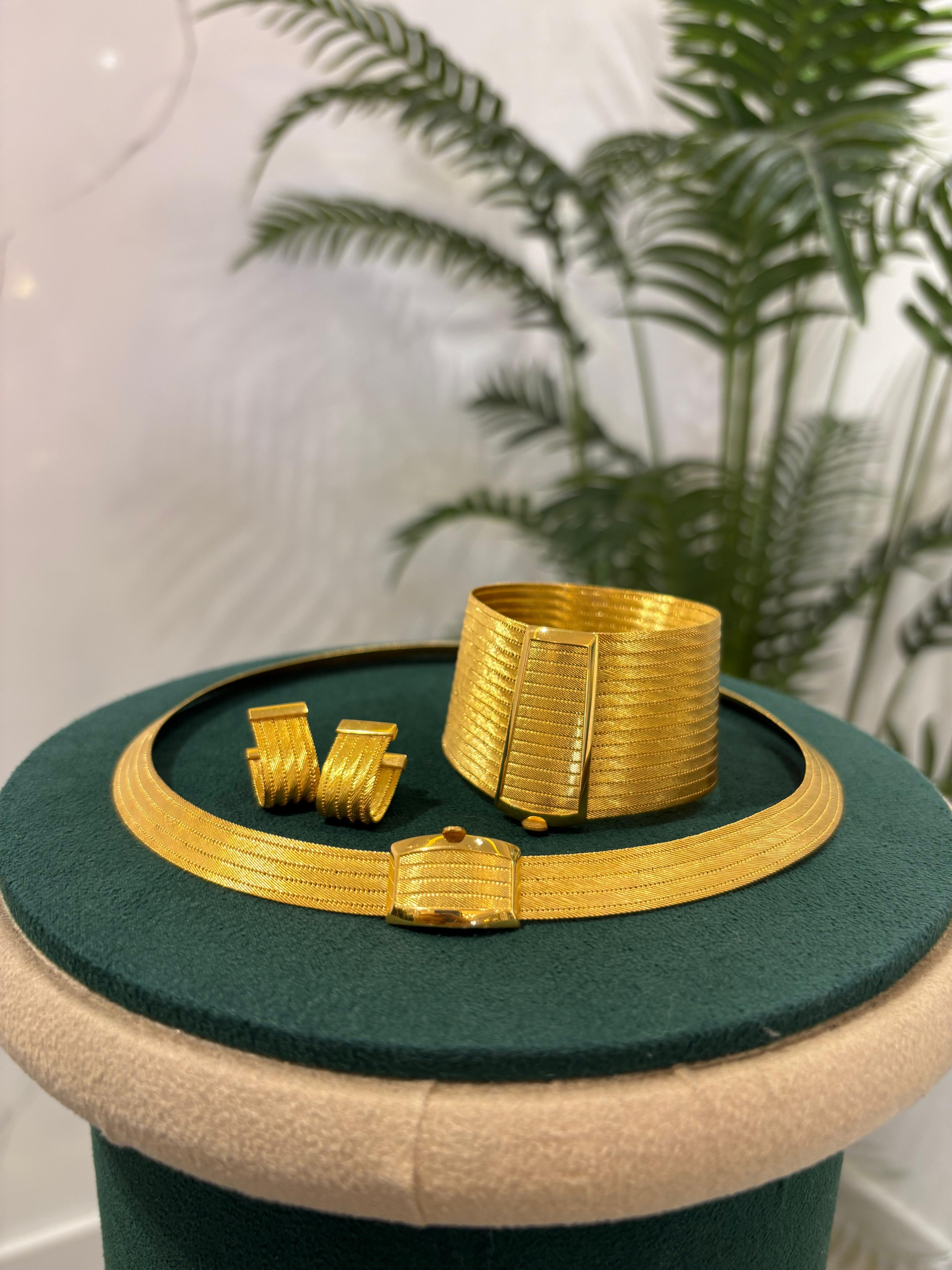 925 Ayar Gümüş 15 Sıra Hasır Bileklik 5 Sıra Gerdanlık ve Küpe Seti