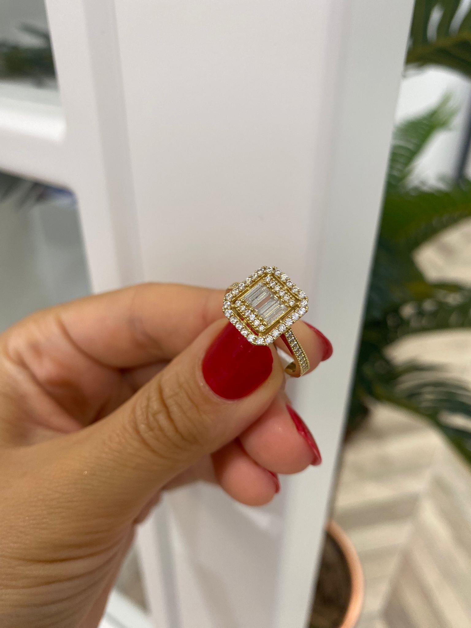 Kadın 14 K Gold Altın Baget Yüzük