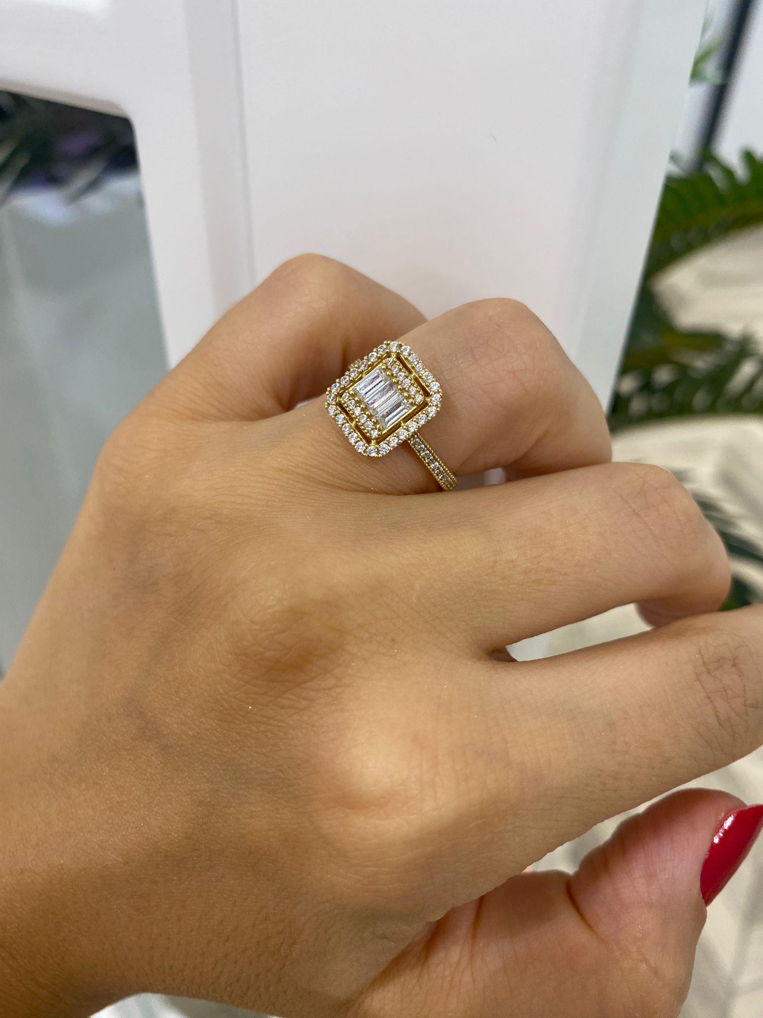 Kadın 14 K Gold Altın Baget Yüzük - Best My Silver