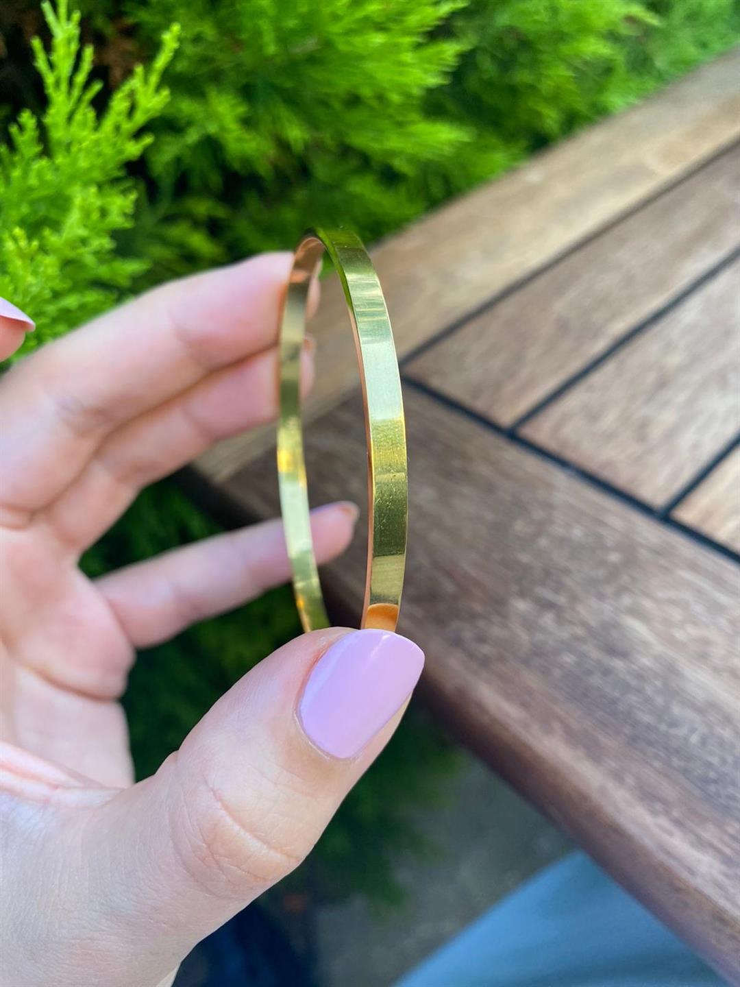 Kadın 925 Ayar Gümüş Gold Düz Bilezik