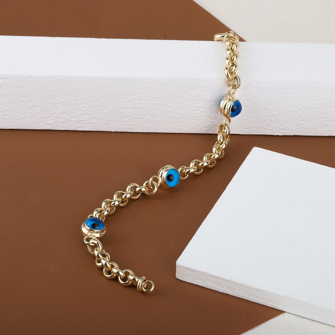 Kadın Cam Göz Gümüş Bileklik