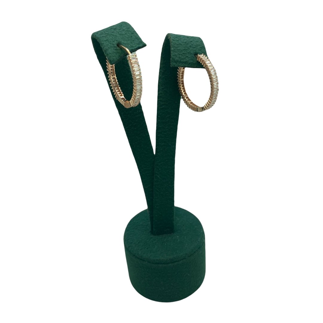 Kadın Gümüş Baget Taşlı Halka Küpe