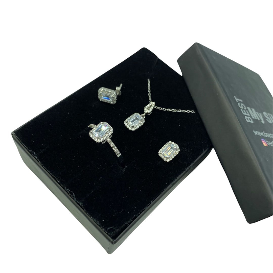 Kadın Gümüş Baget Taşlı Set