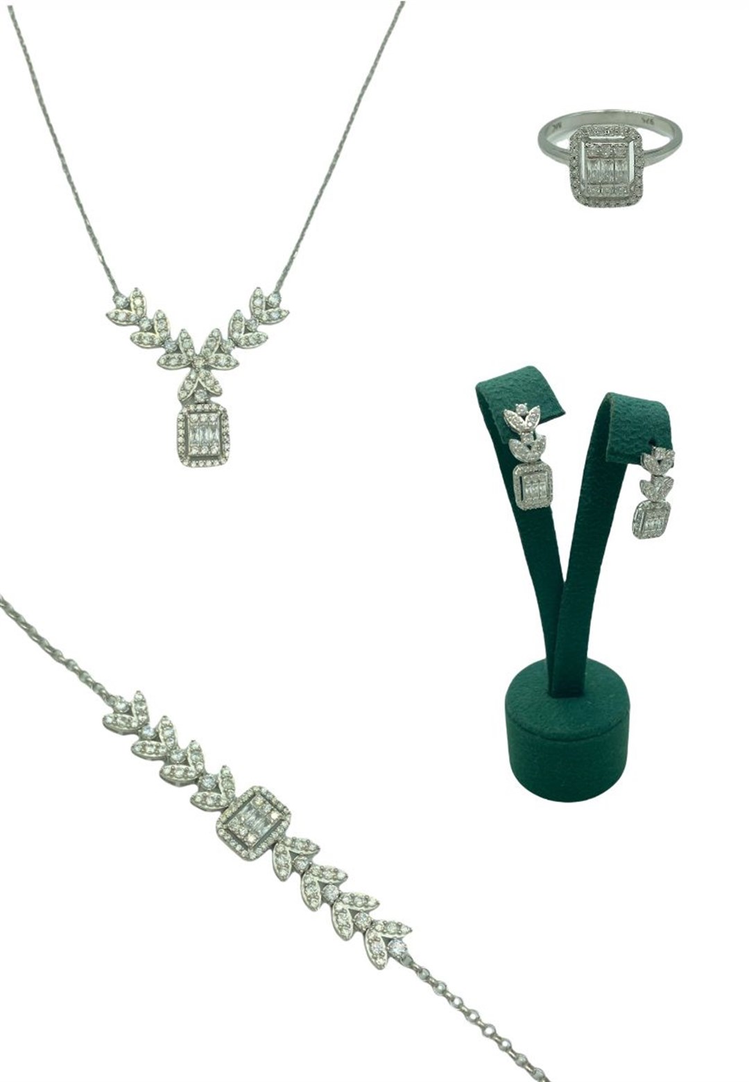Kadın Gümüş Baget Taşlı Set