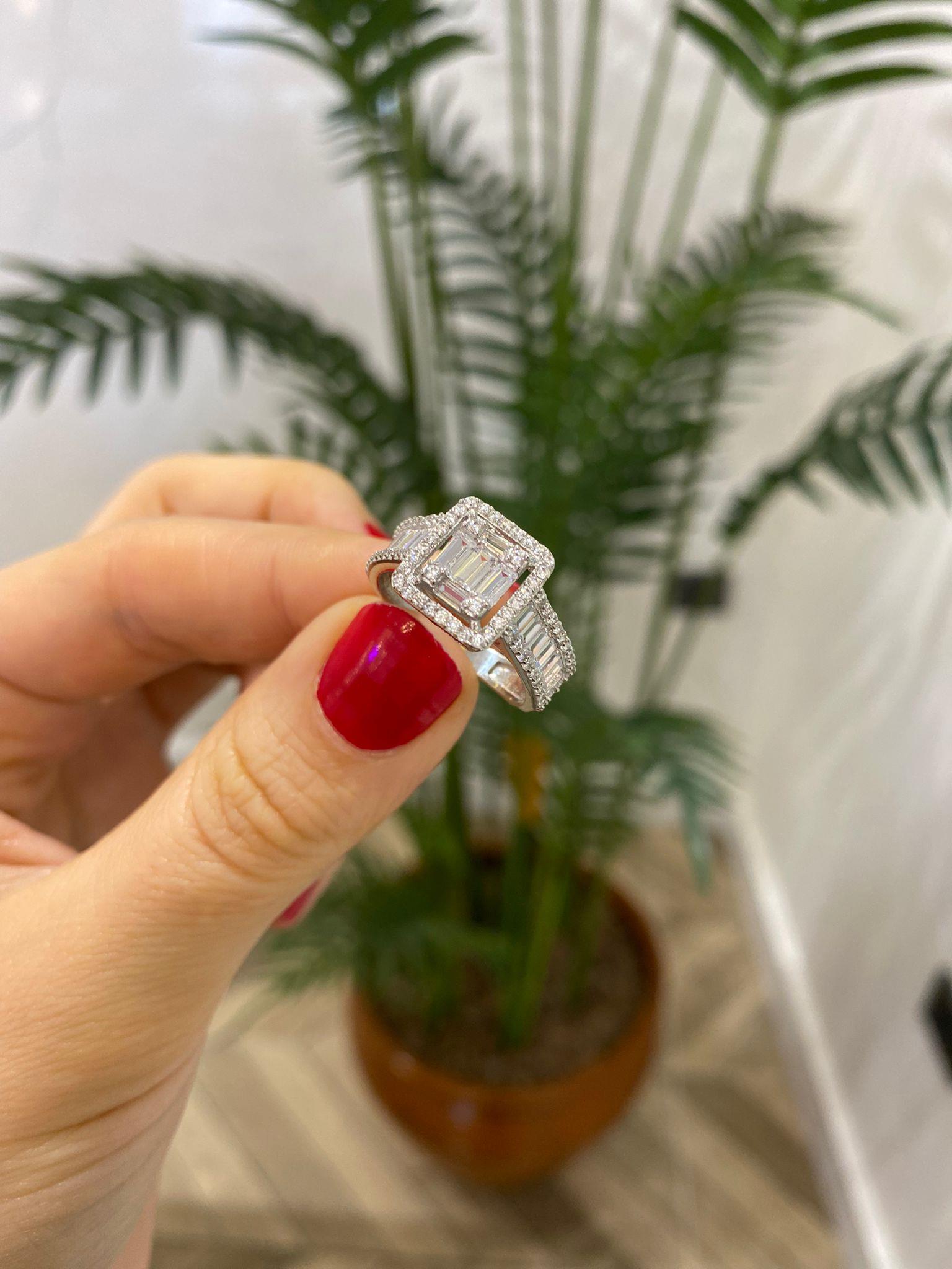 Kadın Gümüş Baget Taşlı Yüzük 5641