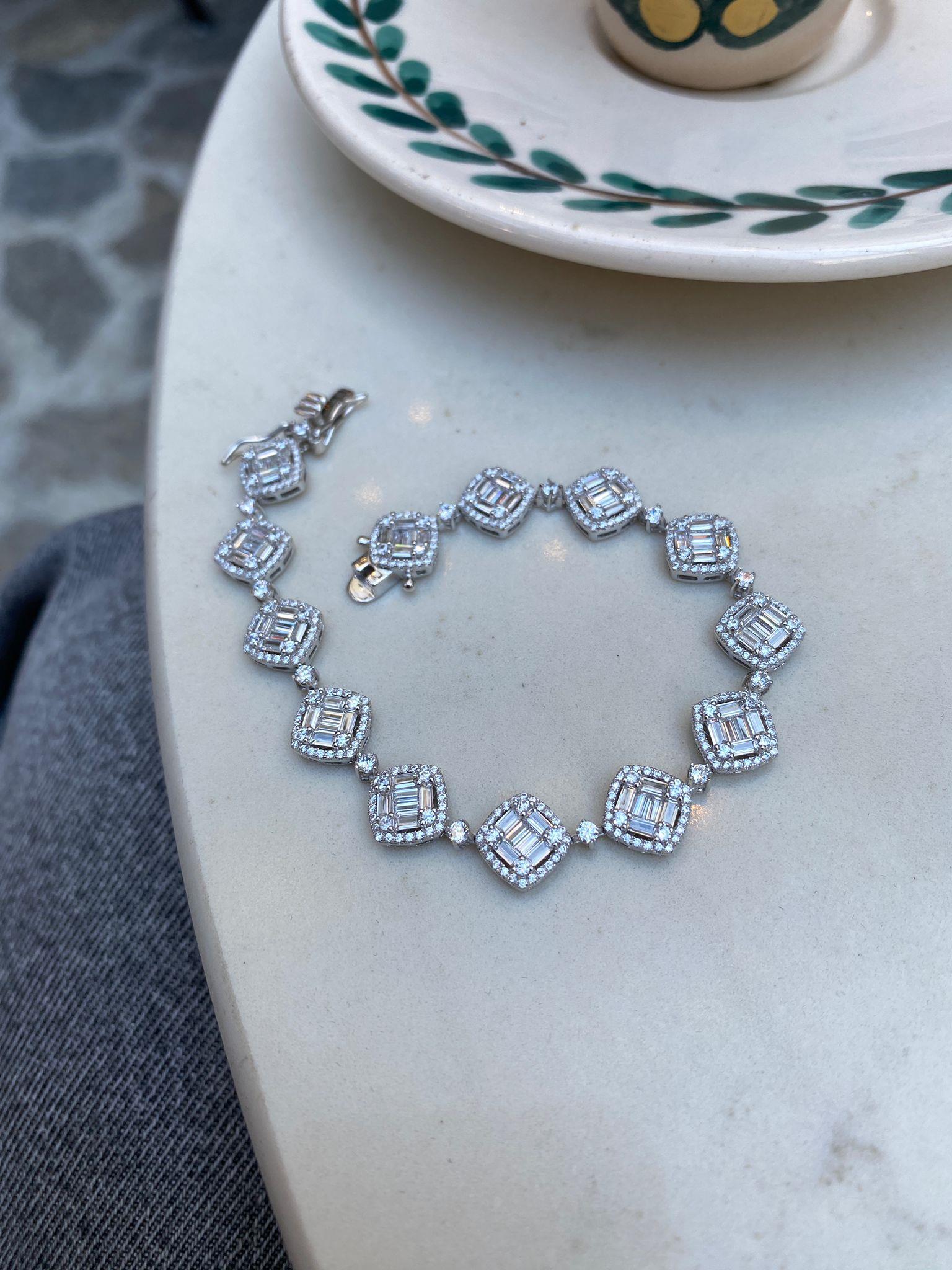 Kadın Gümüş Bagetli Bileklik