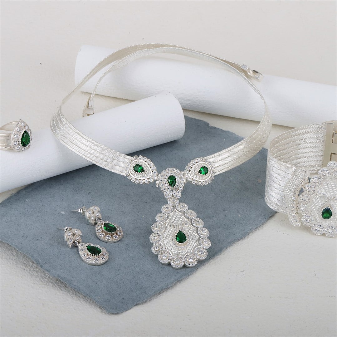 Kadın Gümüş Damla  Modeli Hasır Set