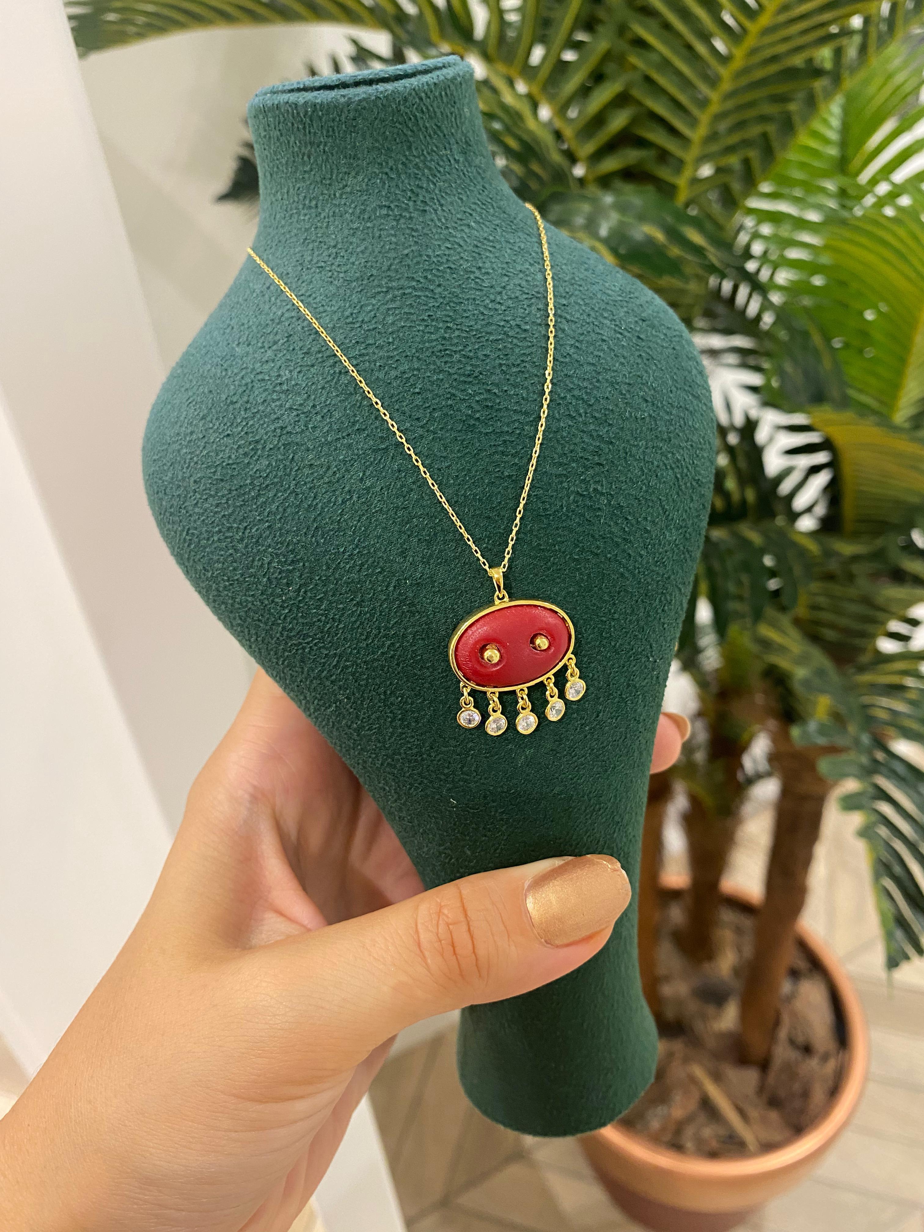 Kadın Gümüş Doğal Taşlı Süryani Kolye