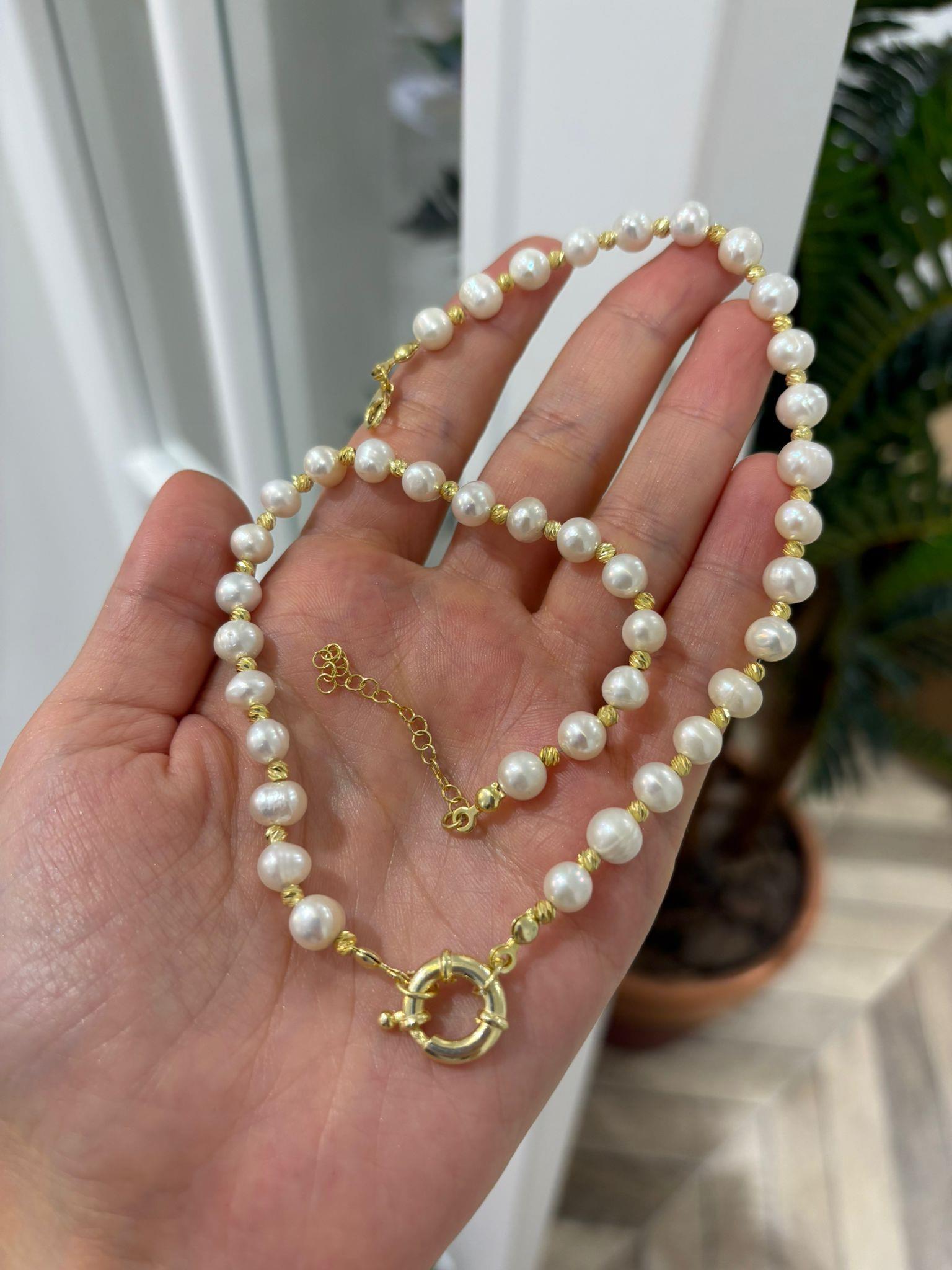 Kadın Gümüş Dümen Kilit İnci Kolye