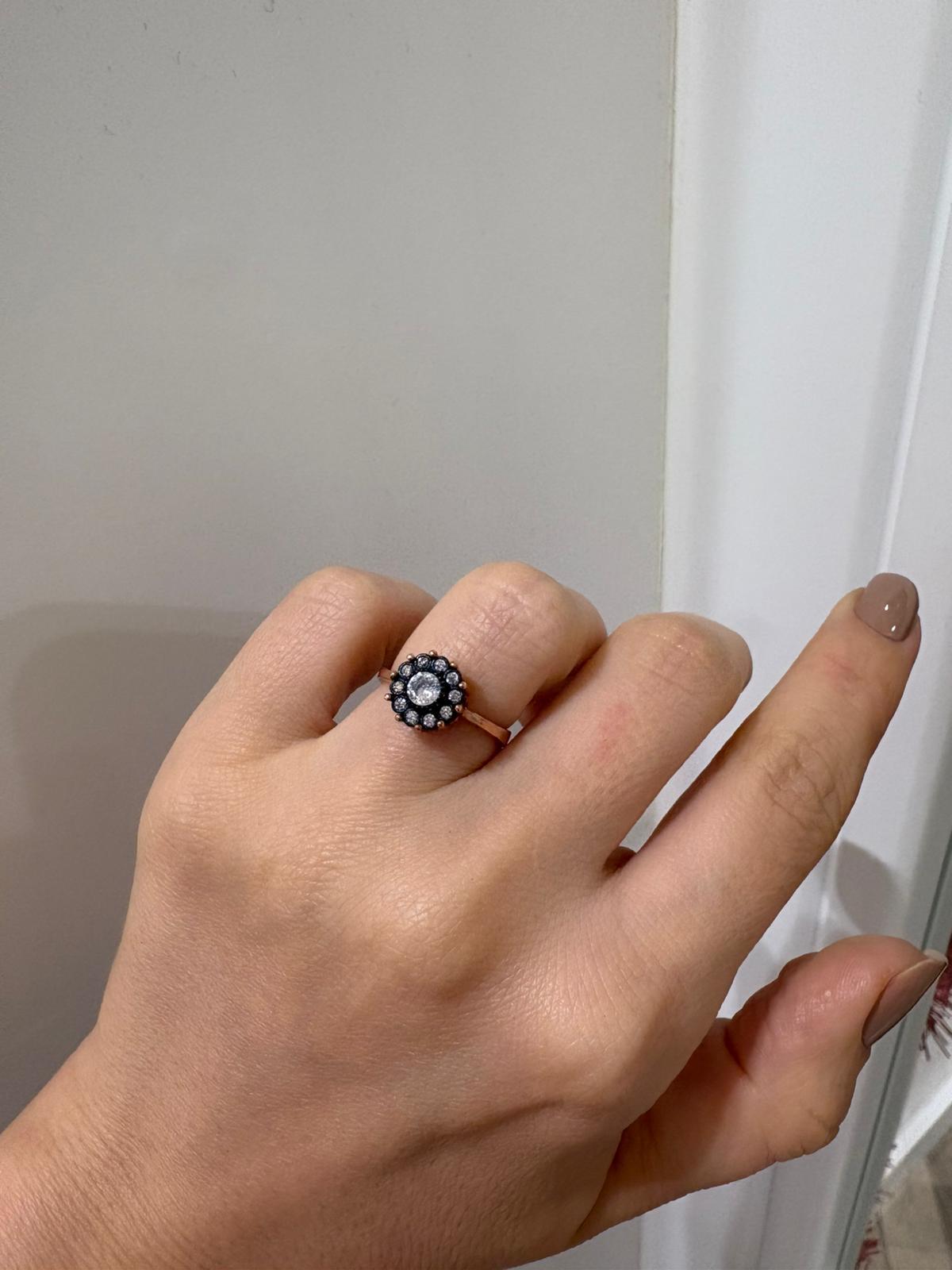 Kadın Gümüş Elmas Montör Yüzük