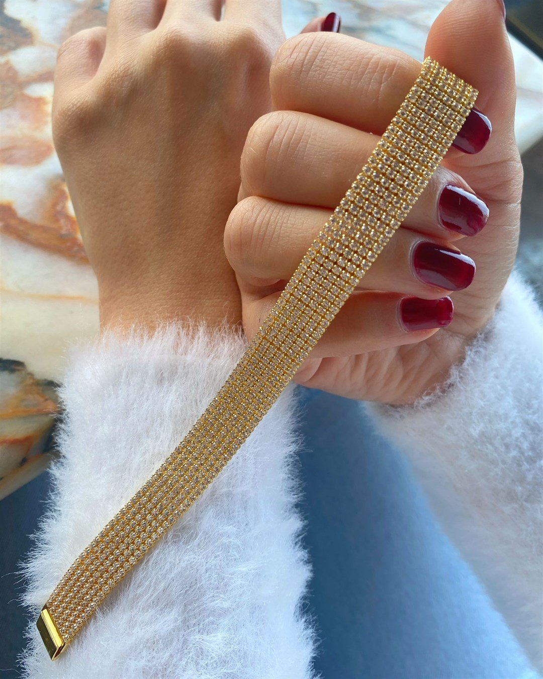 Kadın Gümüş Full Taşlı Bileklik