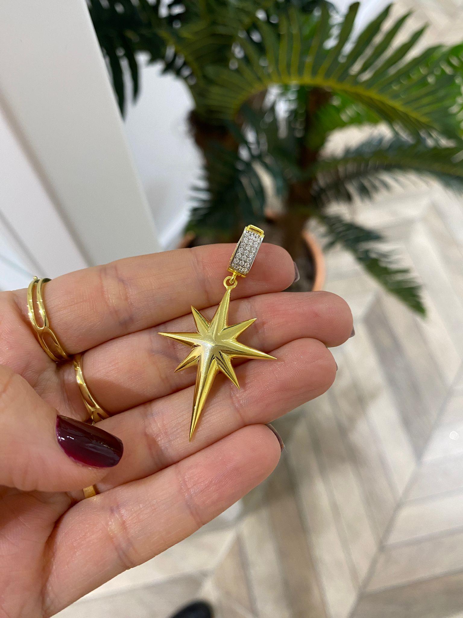 Kadın Gümüş Gold Kutup Yıldızı Charm