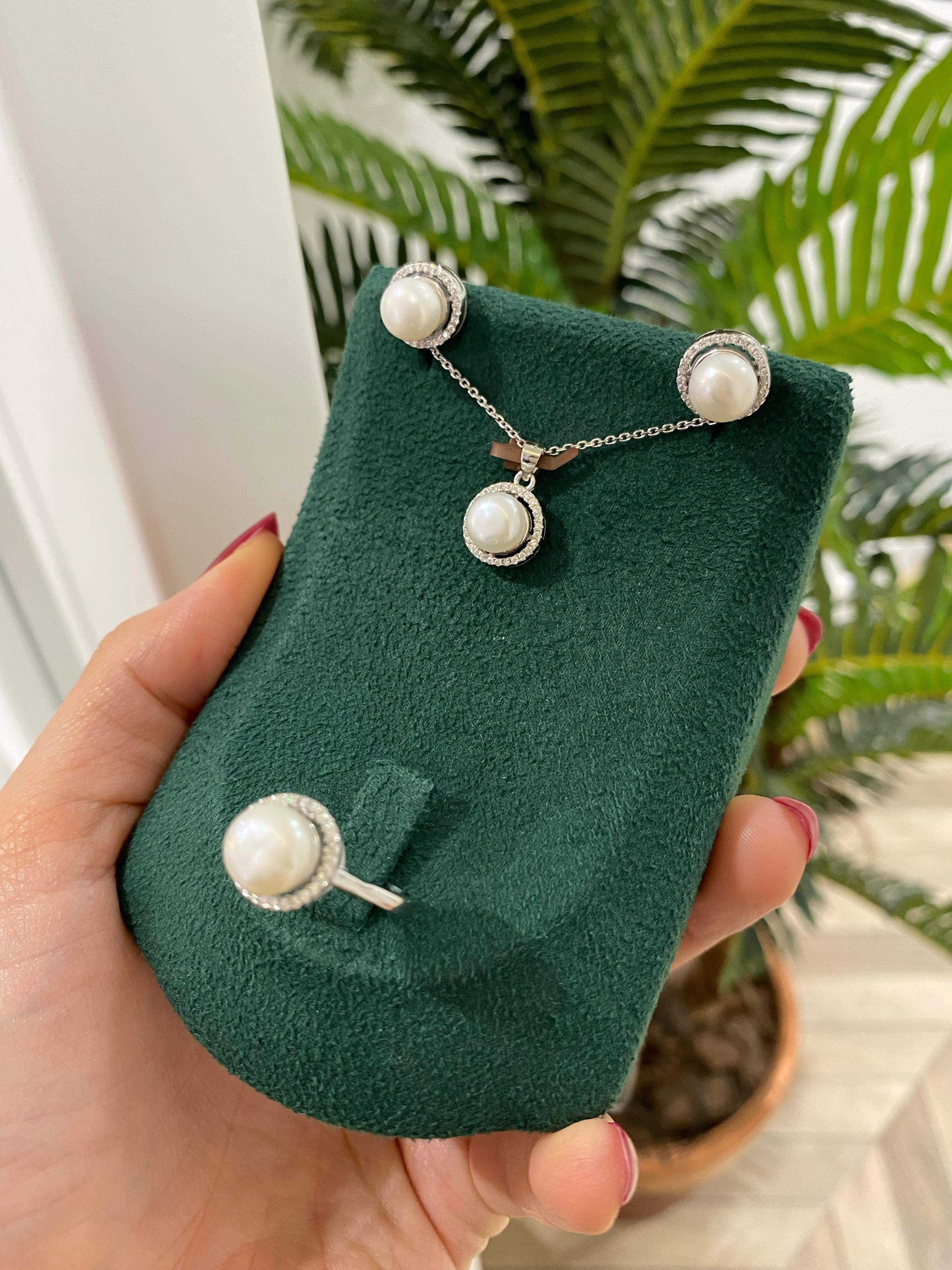 Kadın Gümüş İncili Set Takımı