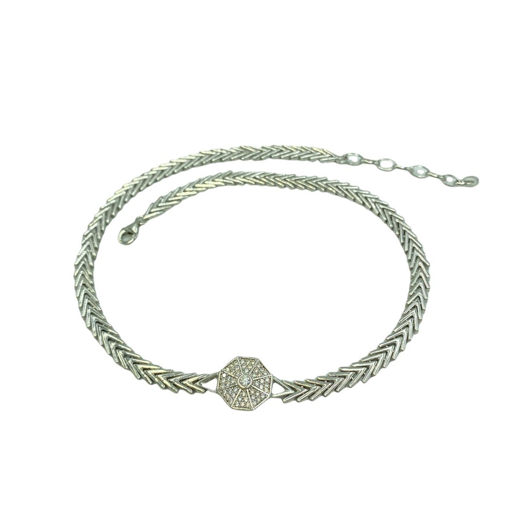 Kadın Gümüş İthal Zincirli Choker