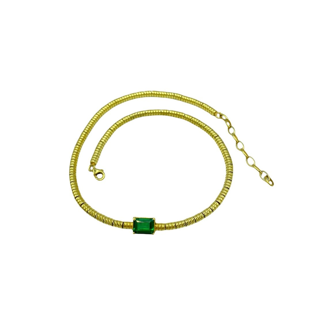 Kadın Gümüş İthal Zümrüt Taşlı Choker