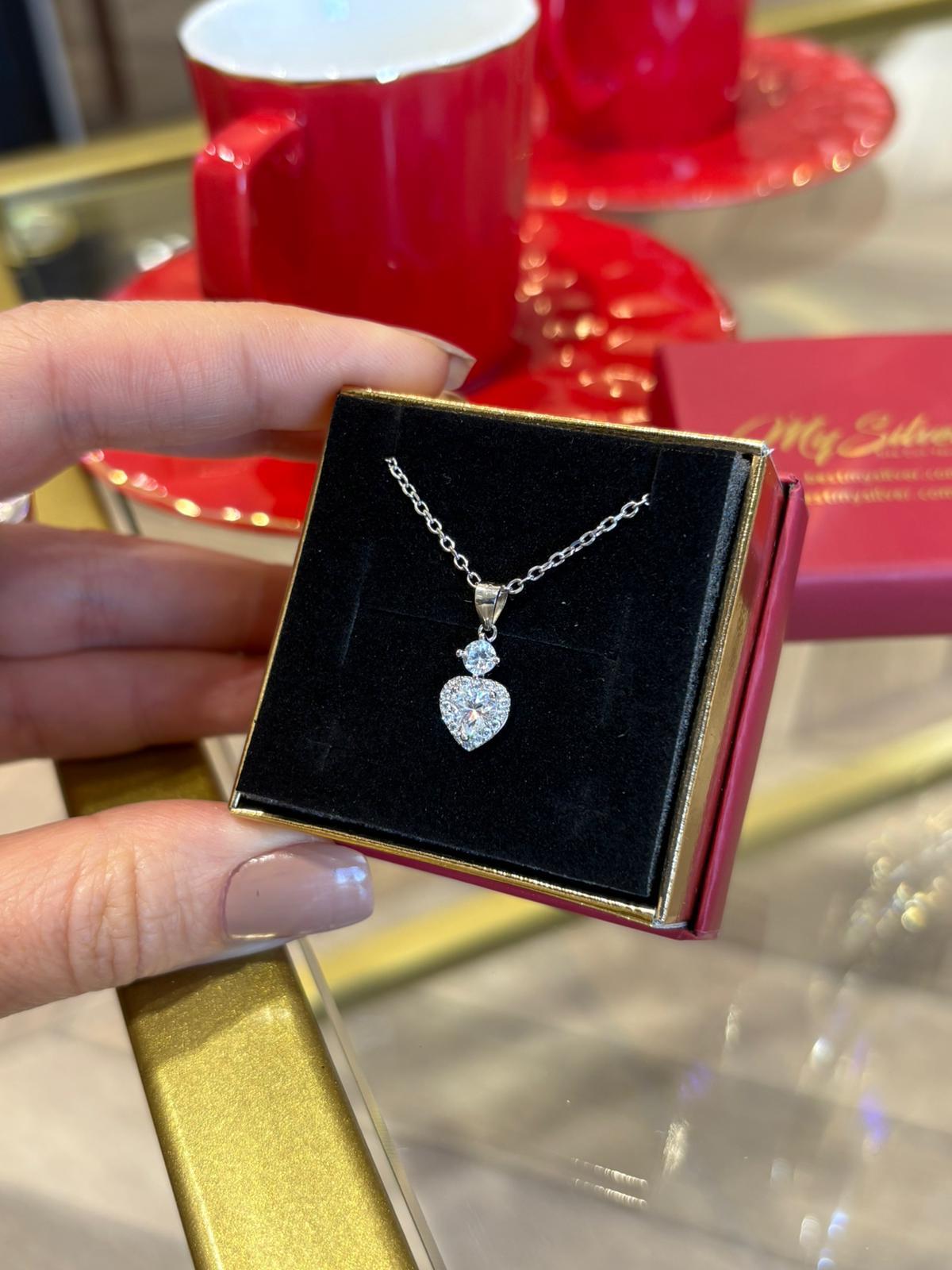 Kadın Gümüş Kalp Kolye