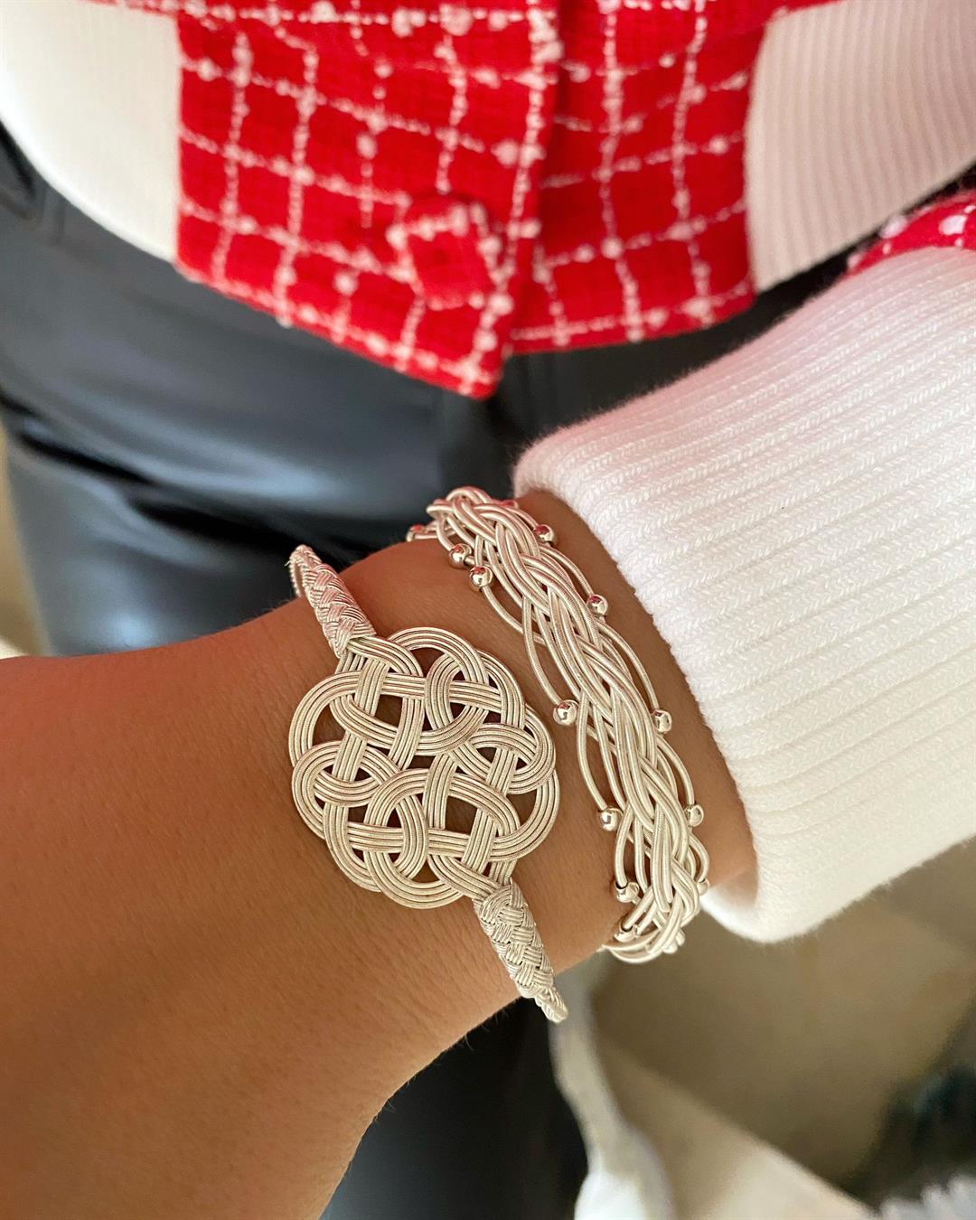 Kadın Gümüş Kazaziye Bileklik Kombin 0044