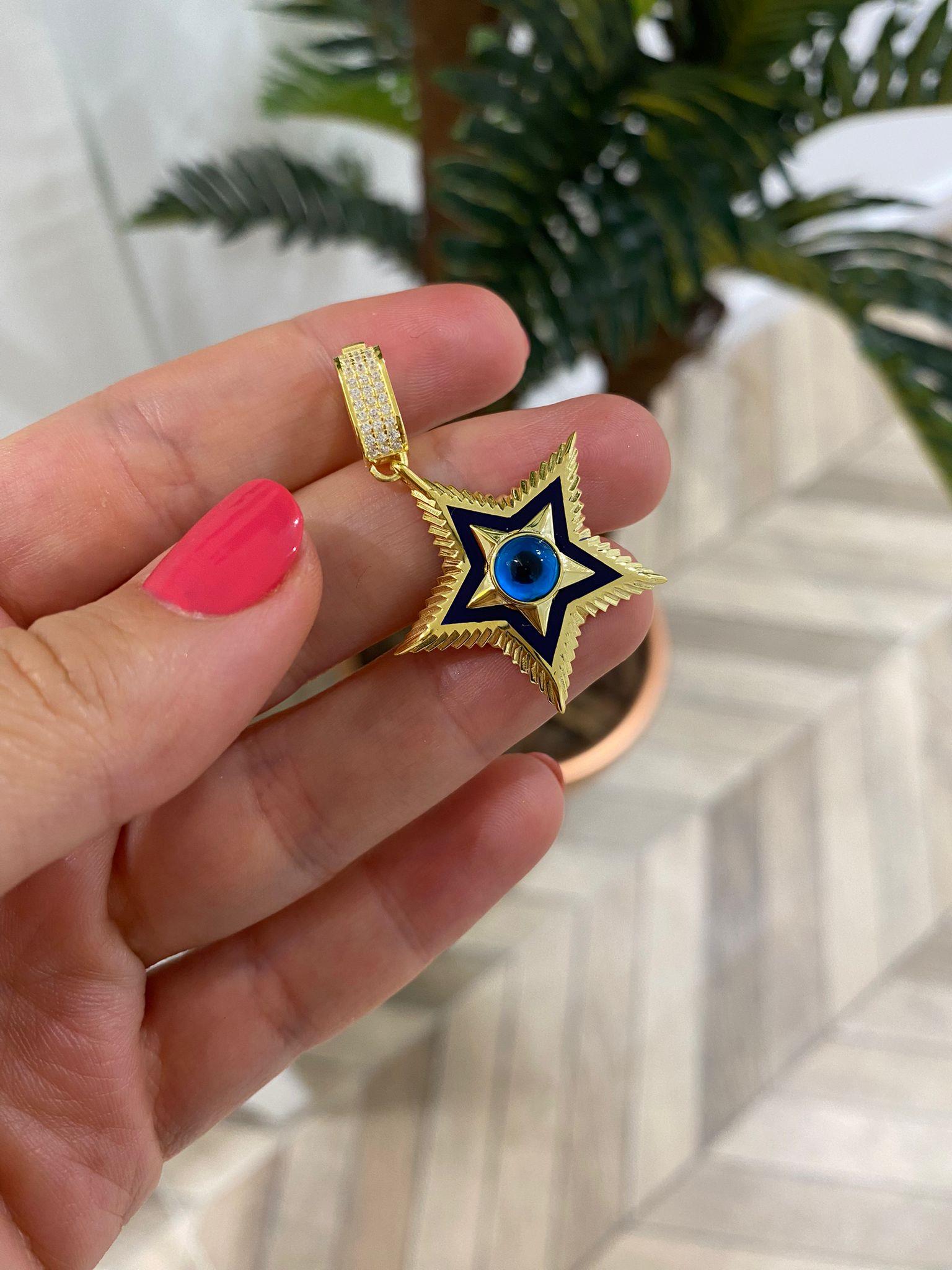 Kadın Gümüş Lacivert Mineli Yıldızlı Charm