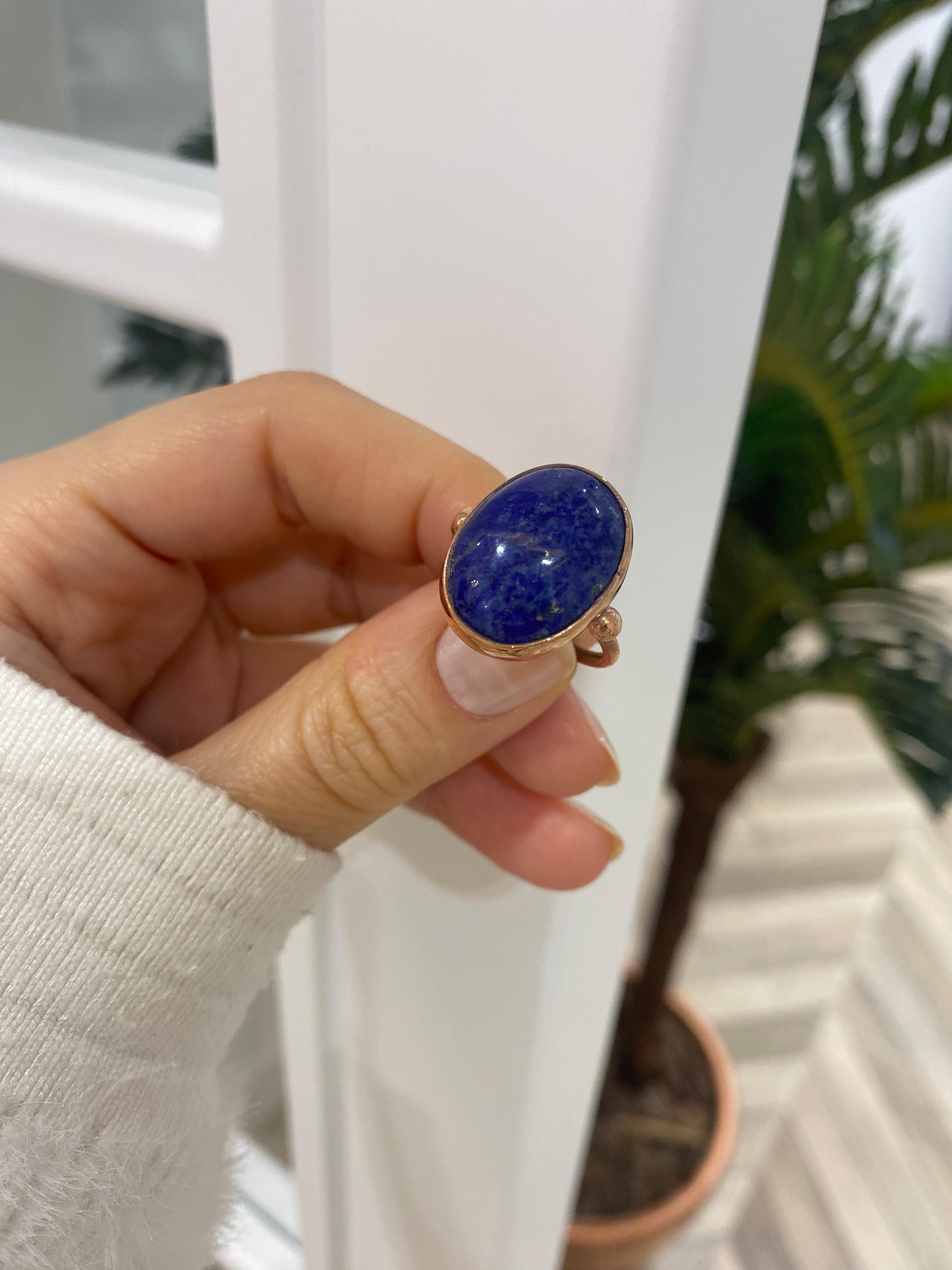 Kadın Gümüş Lapis Doğal Taşlı Yüzük