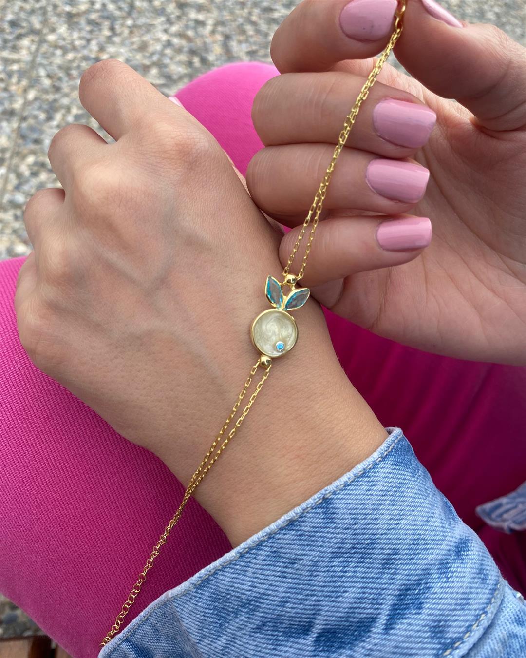 Kadın Gümüş Mineli Bileklik