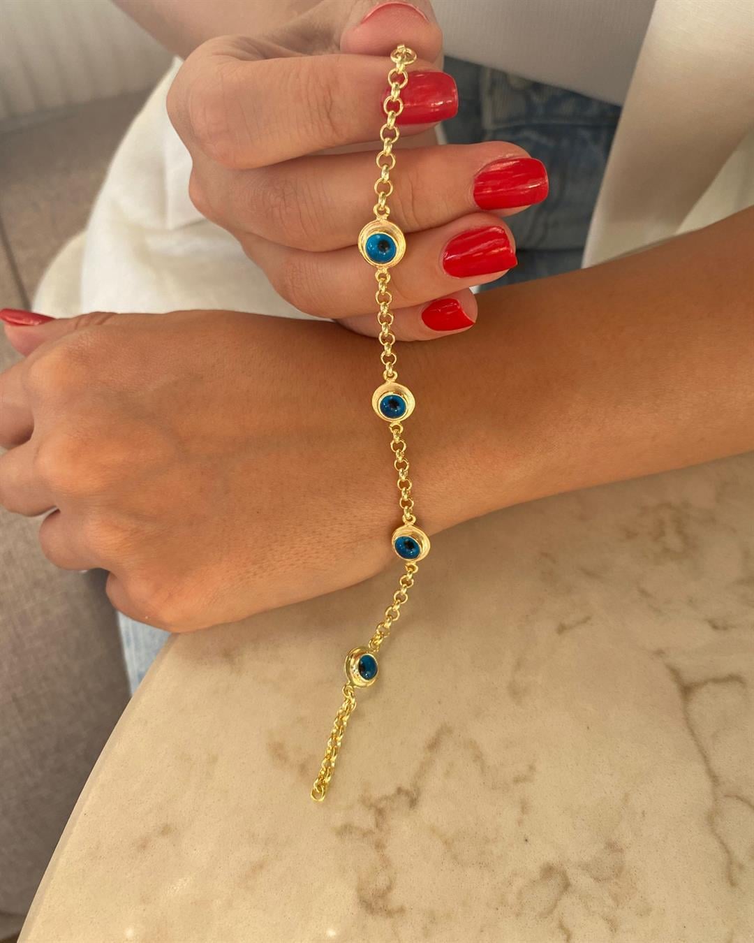 Kadın Gümüş Nazarboncuklu Bileklik