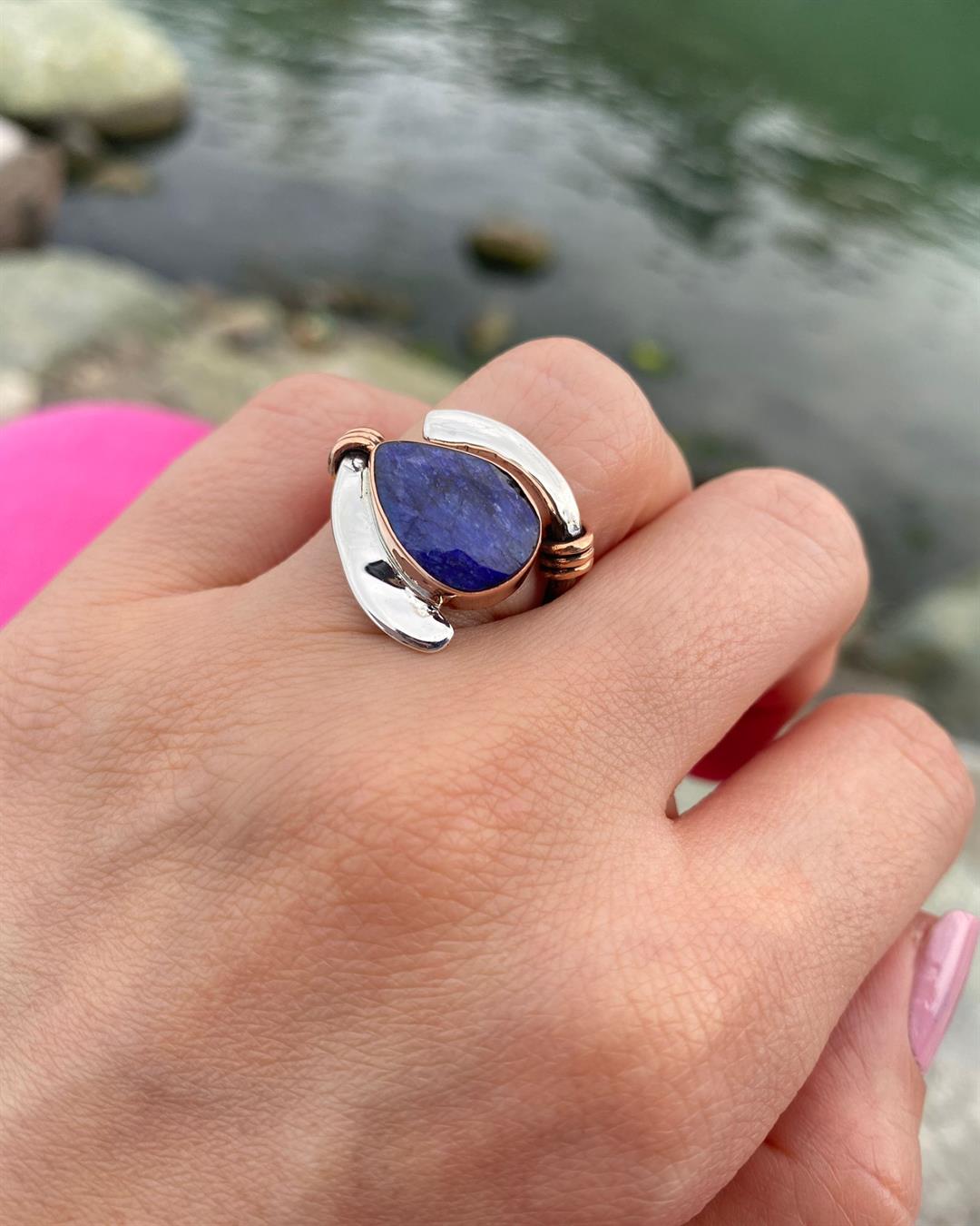 Kadın Gümüş Otantik Lapis Taşlı Yüzük