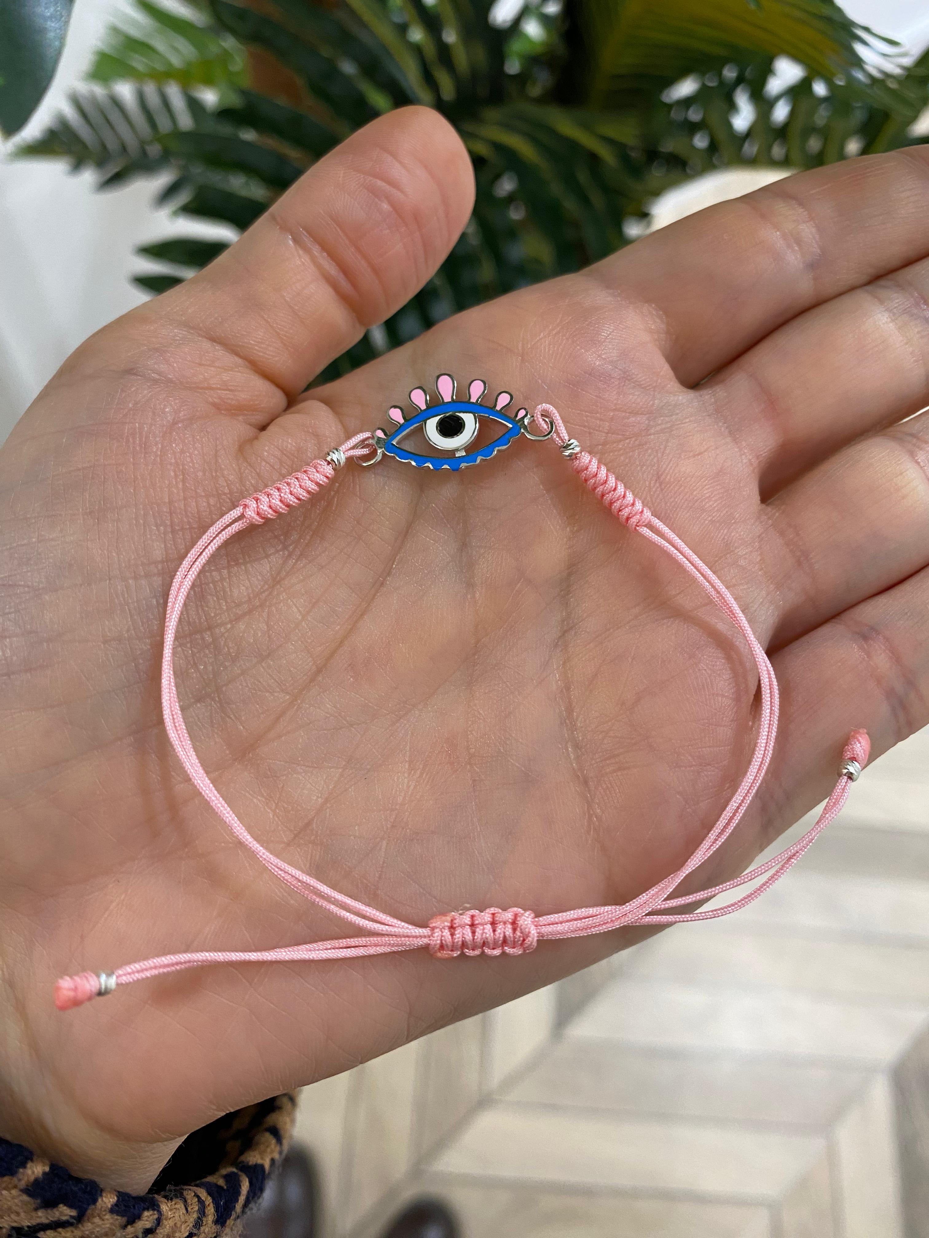 Kadın Gümüş Pembe İpli Mineli Bileklik
