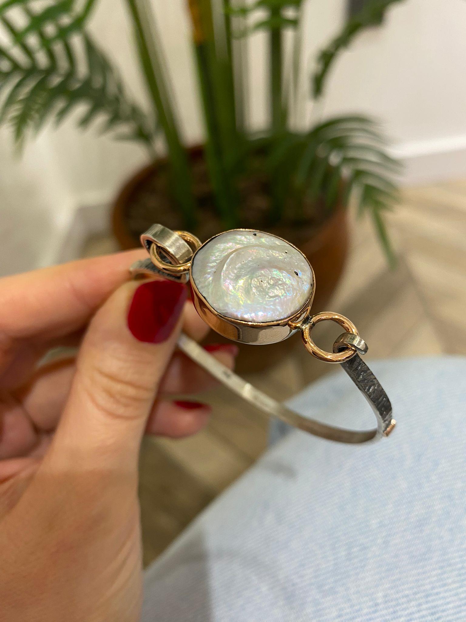 Kadın Gümüş Sedefli Tasarım Bileklik 5820