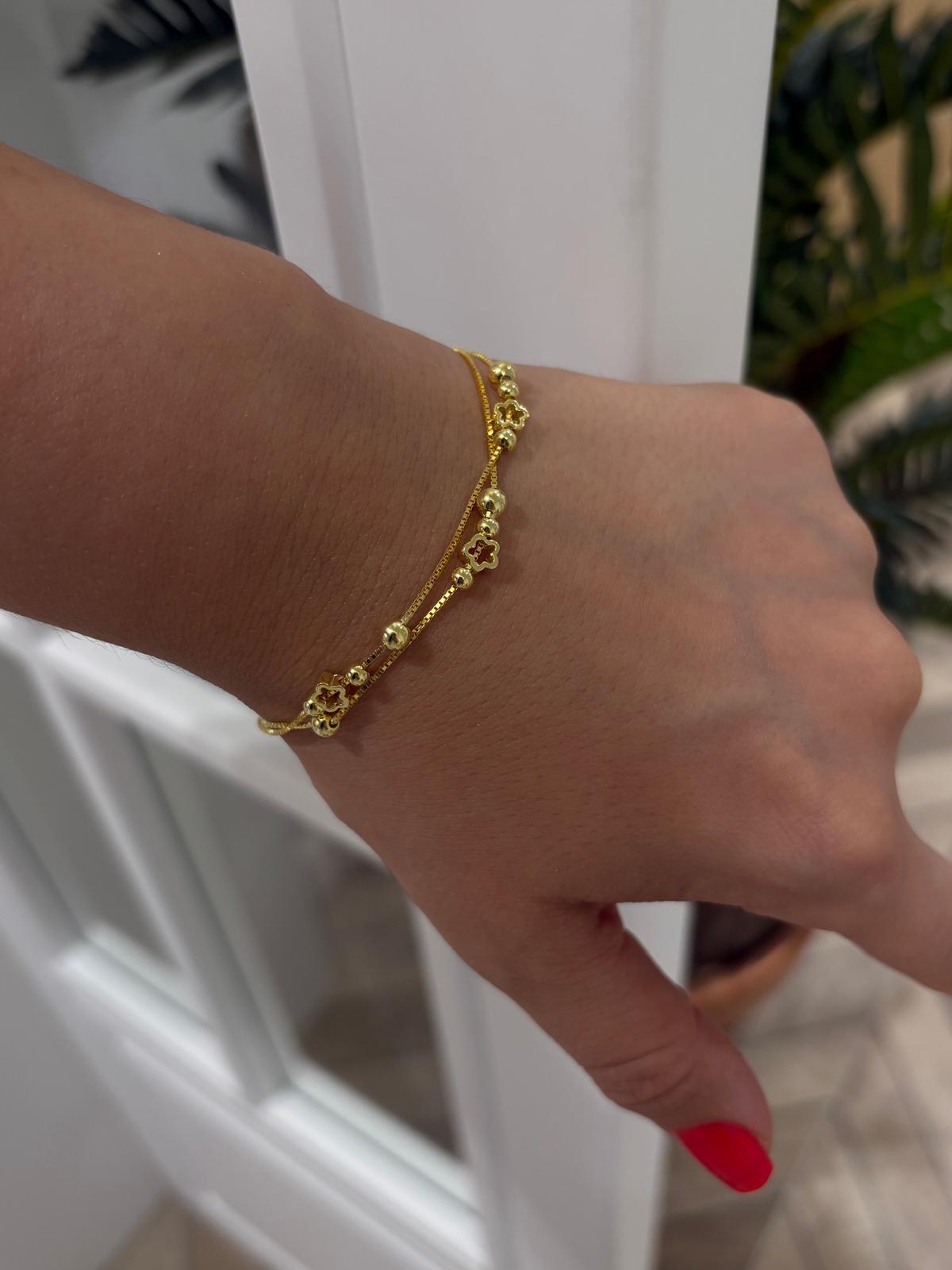 Kadın Gümüş Toplu Çiçek Bileklik