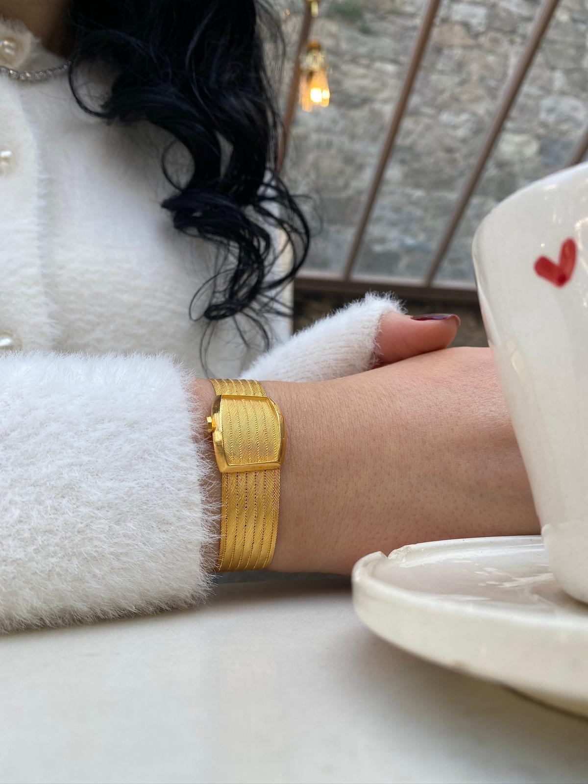 Kadın Trabzon Hasır 7 Sıra Altın Kaplama Bileklik