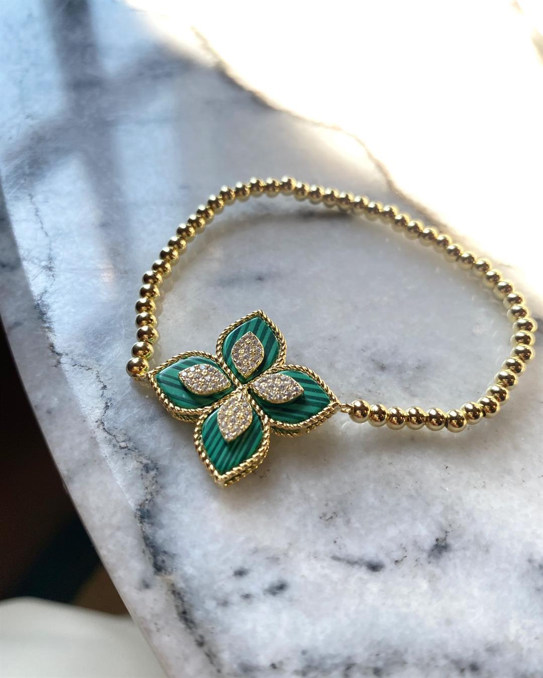 Kadın Gümüş Yoncalı Bileklik