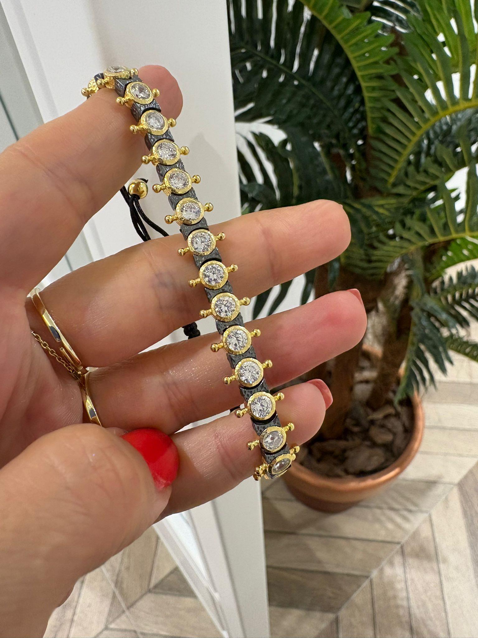 Kadın Gümüş Zirkon Taşlı İpli Bileklik 