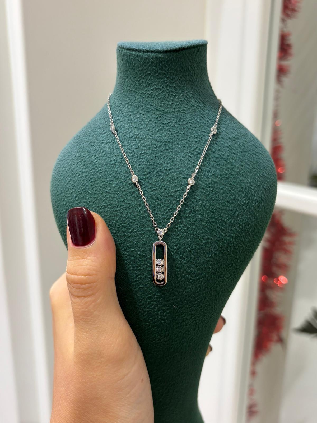 Kadın Gümüş Zirkon Taşlı Kolye 