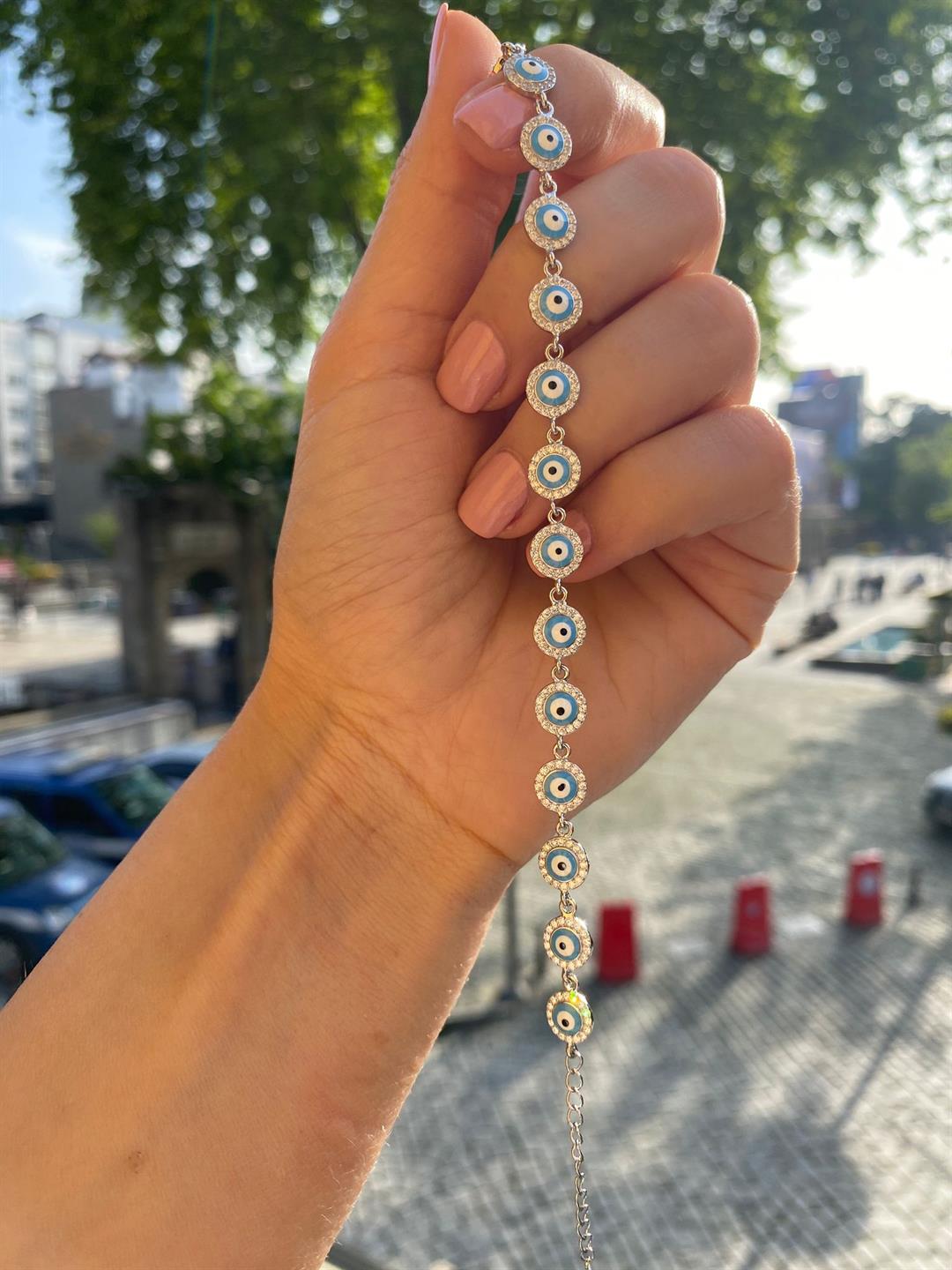 Kadın Gümüş Zirkon Taşlı Mineli Bileklik