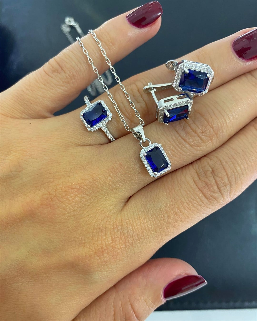 Kadın Gümüş Zirkon Taşlı Set