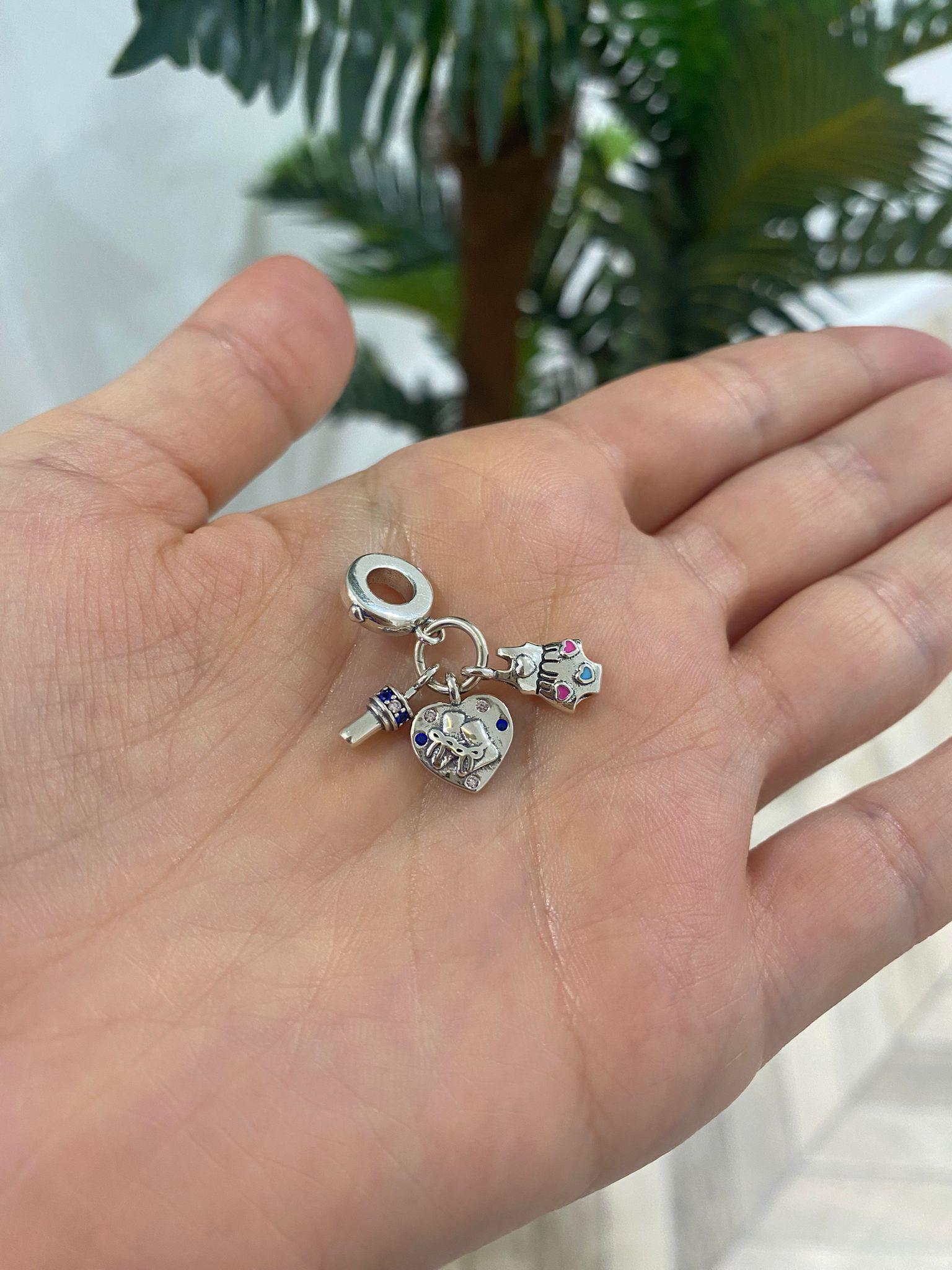 Kadın Gümüş Zirkon Taşlı Tasarım Charm
