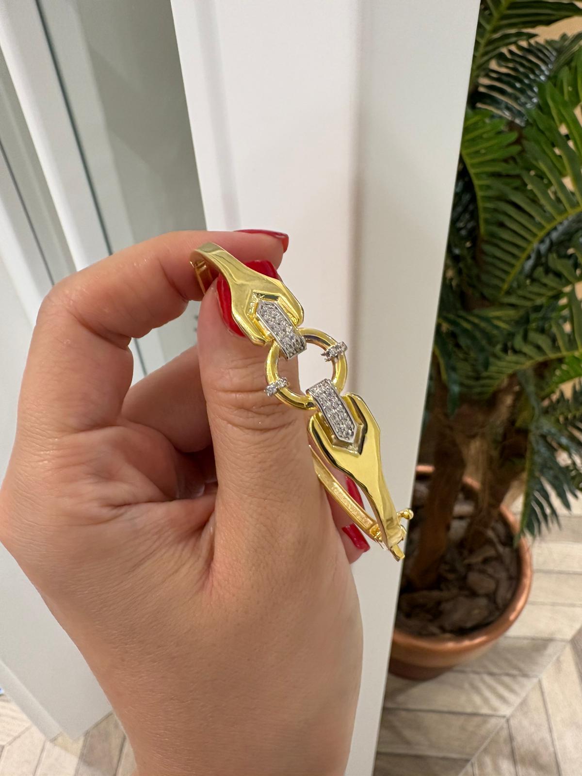 Kadın Gümüş Zirkon Taşlı Tasarım Kelepçe Bileklik