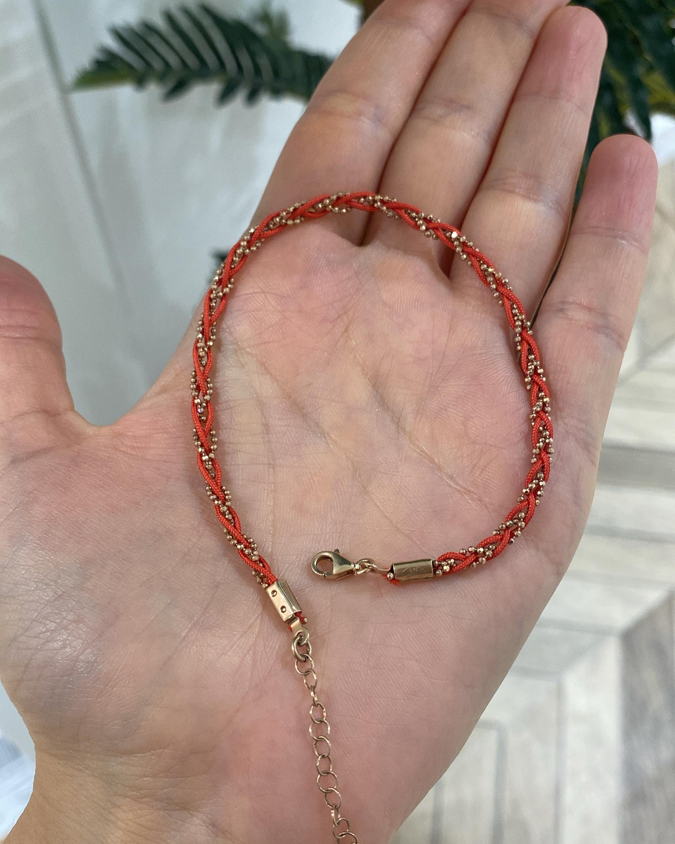 Kadın Kırmızı İpek İp Gümüş Hal Hal