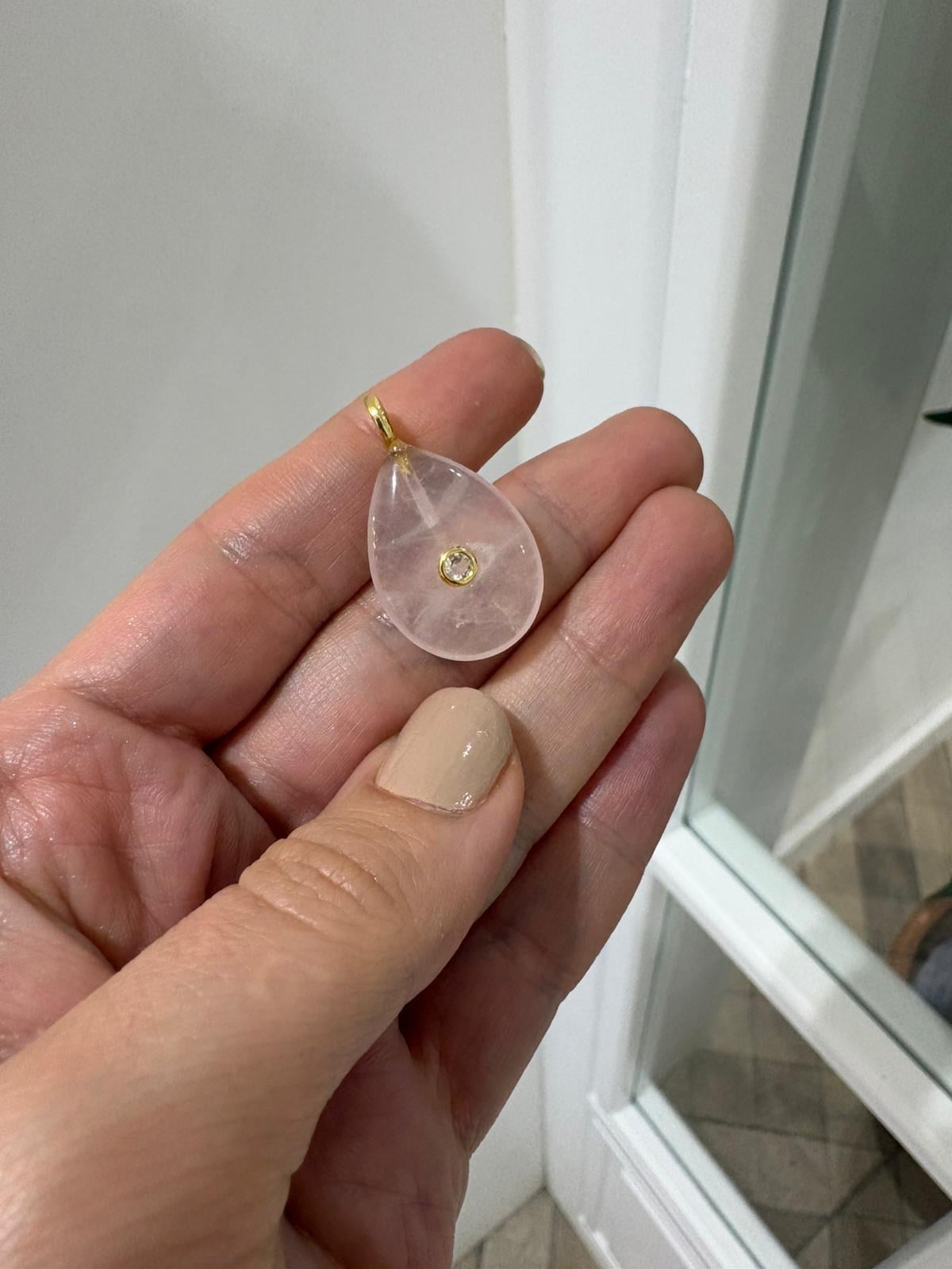 Kadın Natural Pembe Kuvars Kolye Ucu 