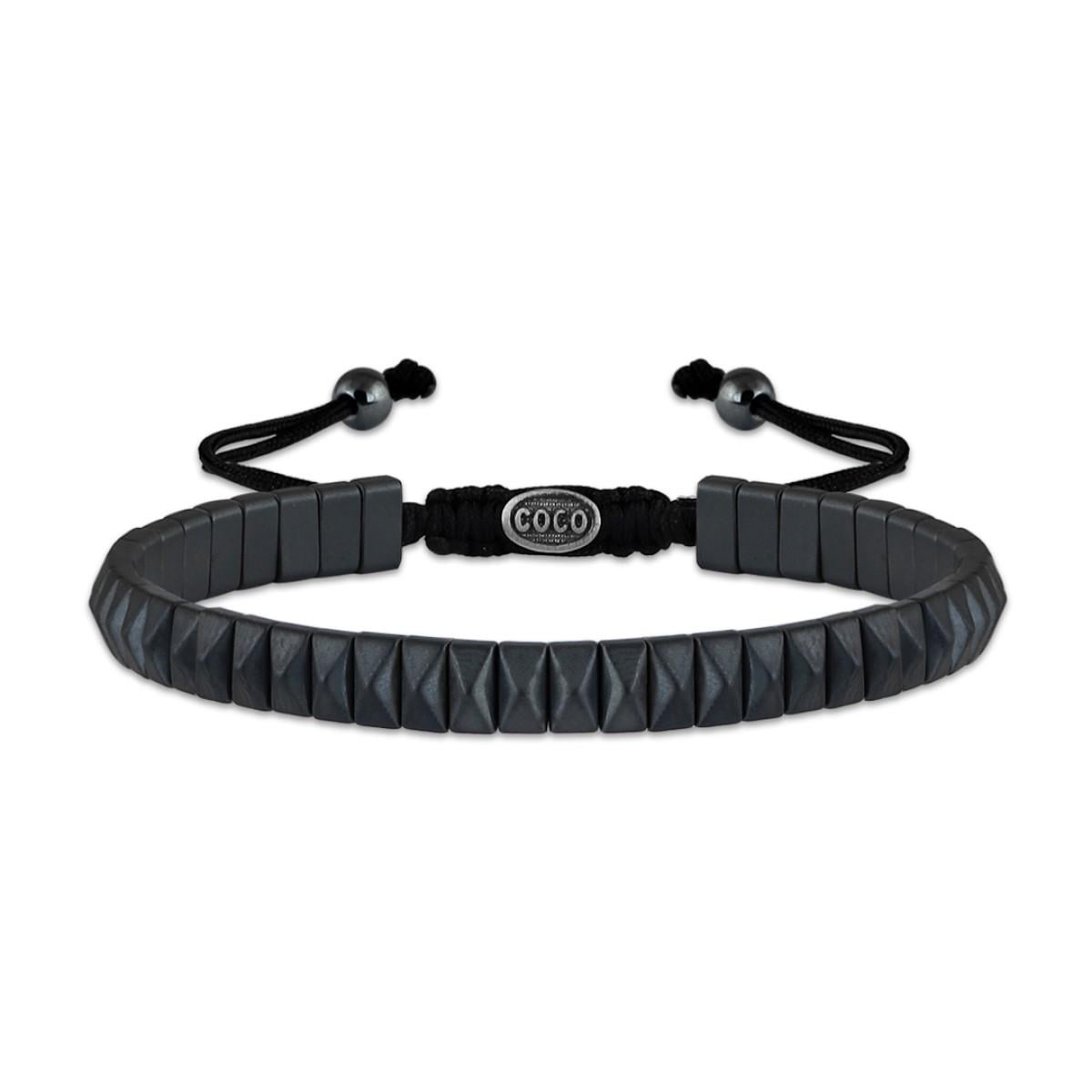 Piramit Mat Hematit Makrome Bileklik