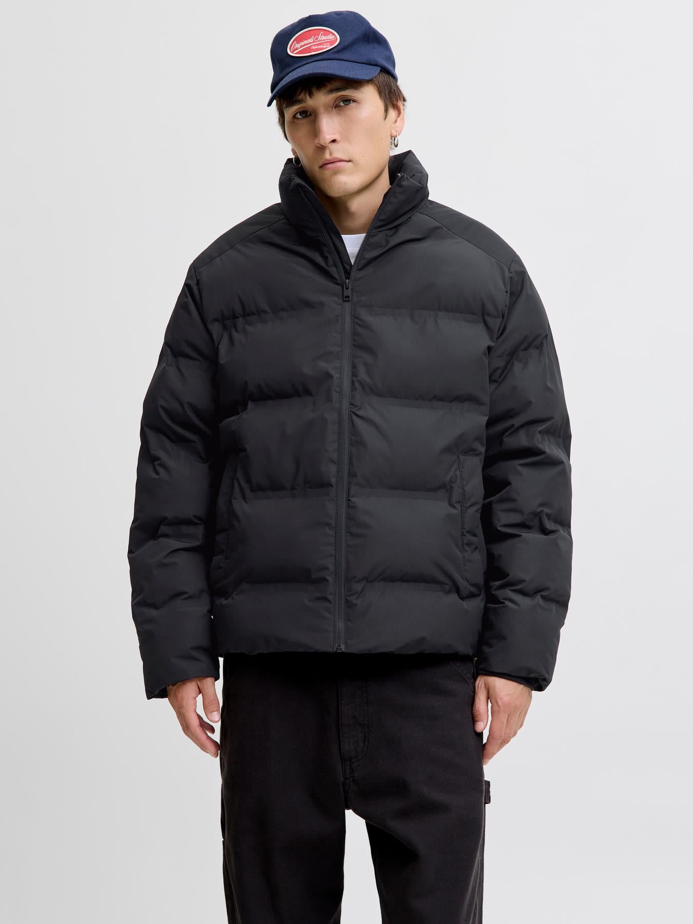Jack&Jones Erkek 12278750 Jjesoho Puffer Collar Sn Siyah