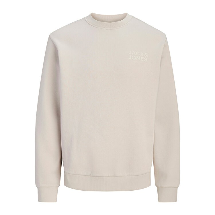 Jack&Jones Erkek 12290659 jorlogo sweat crew neck tr ss25 Sweatshirts Krem