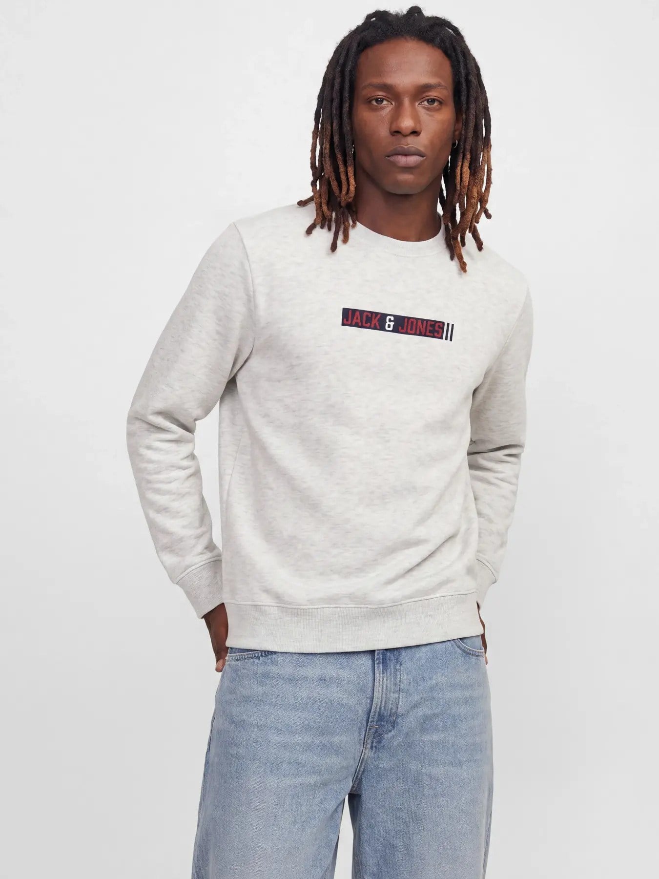 Jack&Jones Erkek 12298431 jjmunk sweat crew neck Sweatshirts Beyaz
