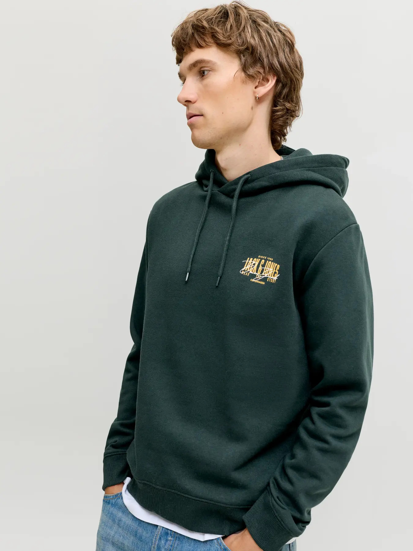 Jack&Jones  Erkek 12298491 Jjaeo Sweat Hood Yeşil