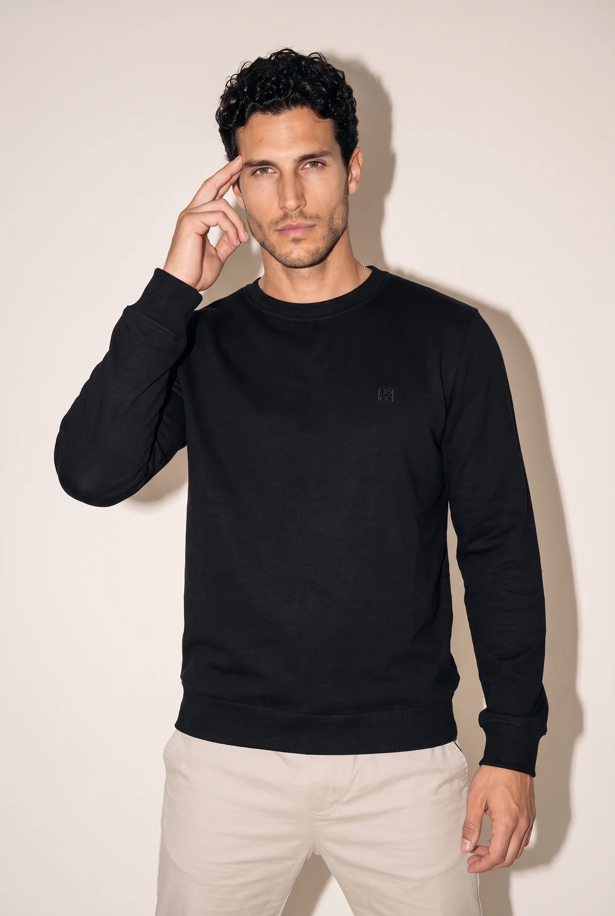 Jsco Erkek 6212 0 Yaka Nakışlı Selanik Sweat Siyah