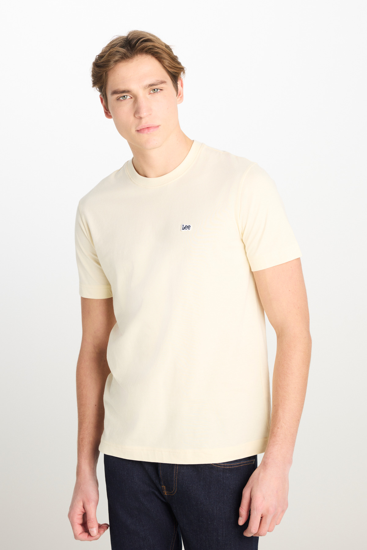 Lee Erkek L60UFQ Bisiklet Yaka T-shirt / Beıge Standart