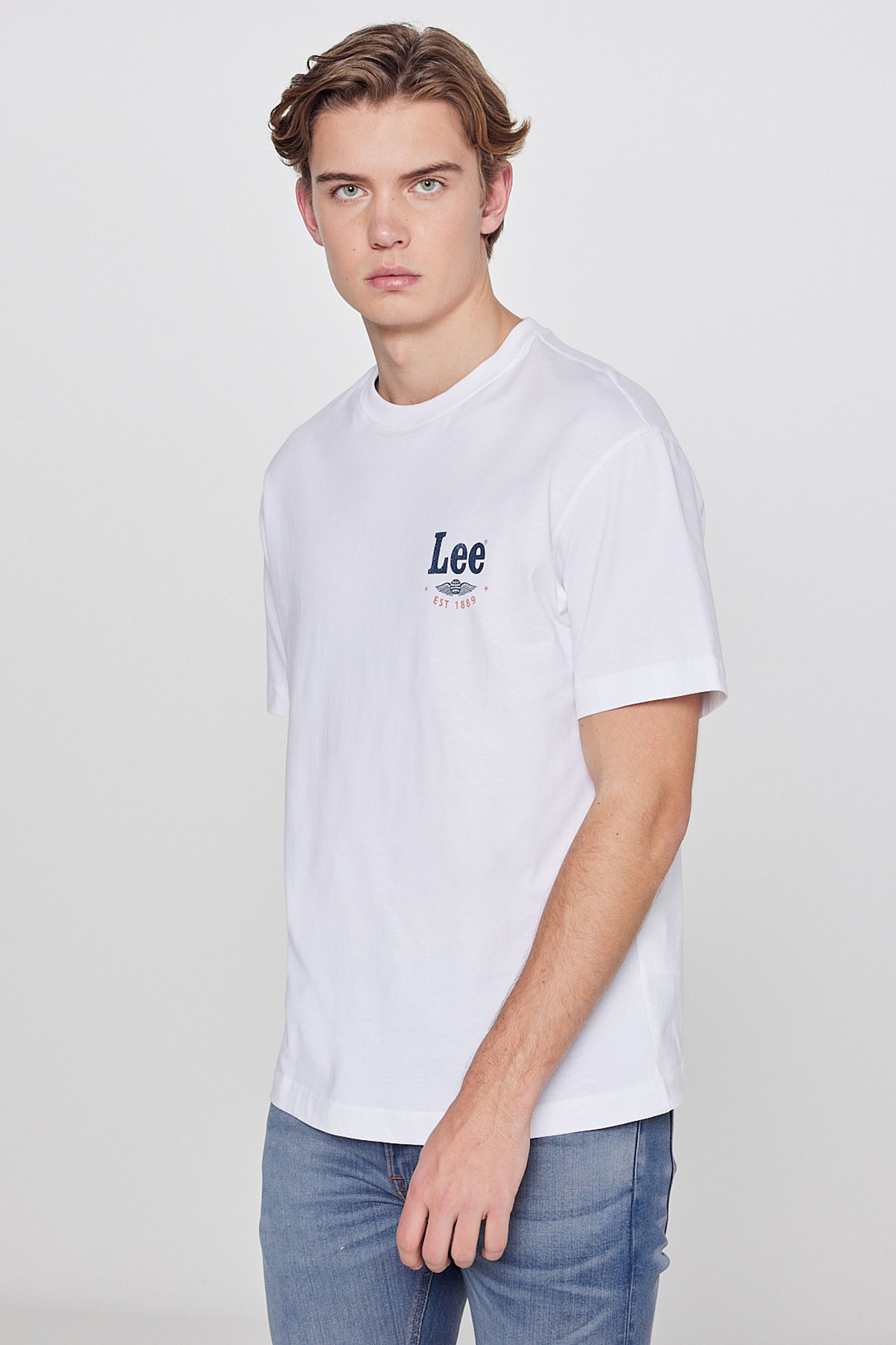 Lee Erkek LN328680 Mid Logo T-shirt / White Standart