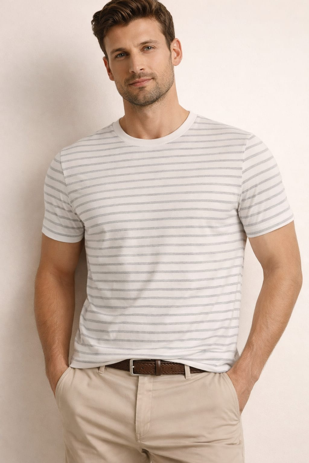 Manche Erkek 21-10197 T-Shirt Bej