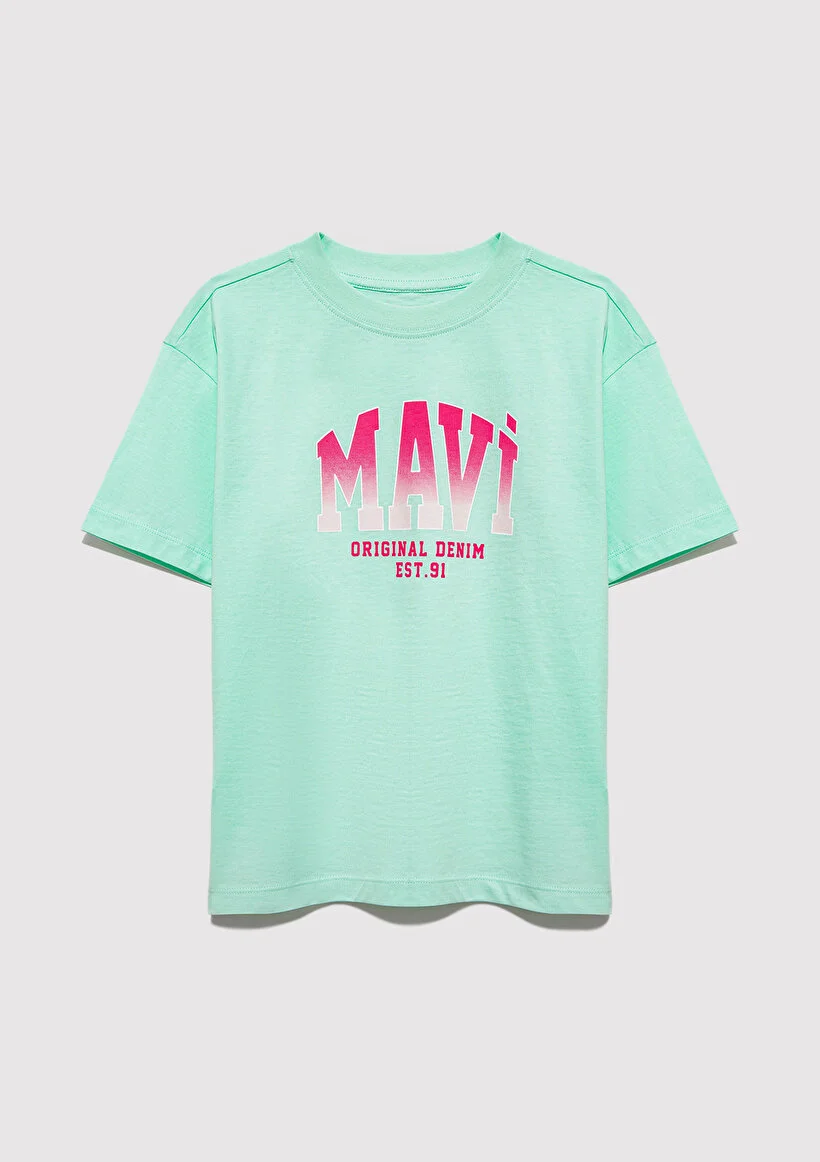 Mavi Çocuk M7610386-71643 Mavi Jenerik Logo Baskılı Tişört Açık Tu Standart