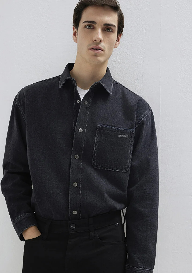 Mavi Erkek M0210588-85622 Denim Gömlek AIDAN Mavi Black Antrasit Antrasit